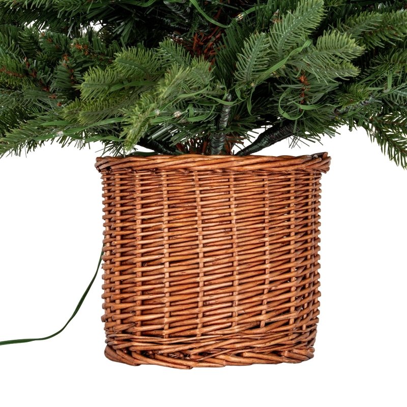Norway Fir Pre-Lit LLED 300L Fir Tree In Rattan Pot - Christmas Decor - British D'sire