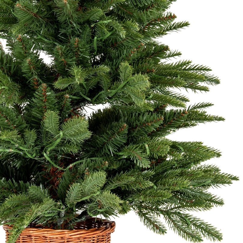 Norway Fir Pre-Lit LLED 300L Fir Tree In Rattan Pot - Christmas Decor - British D'sire