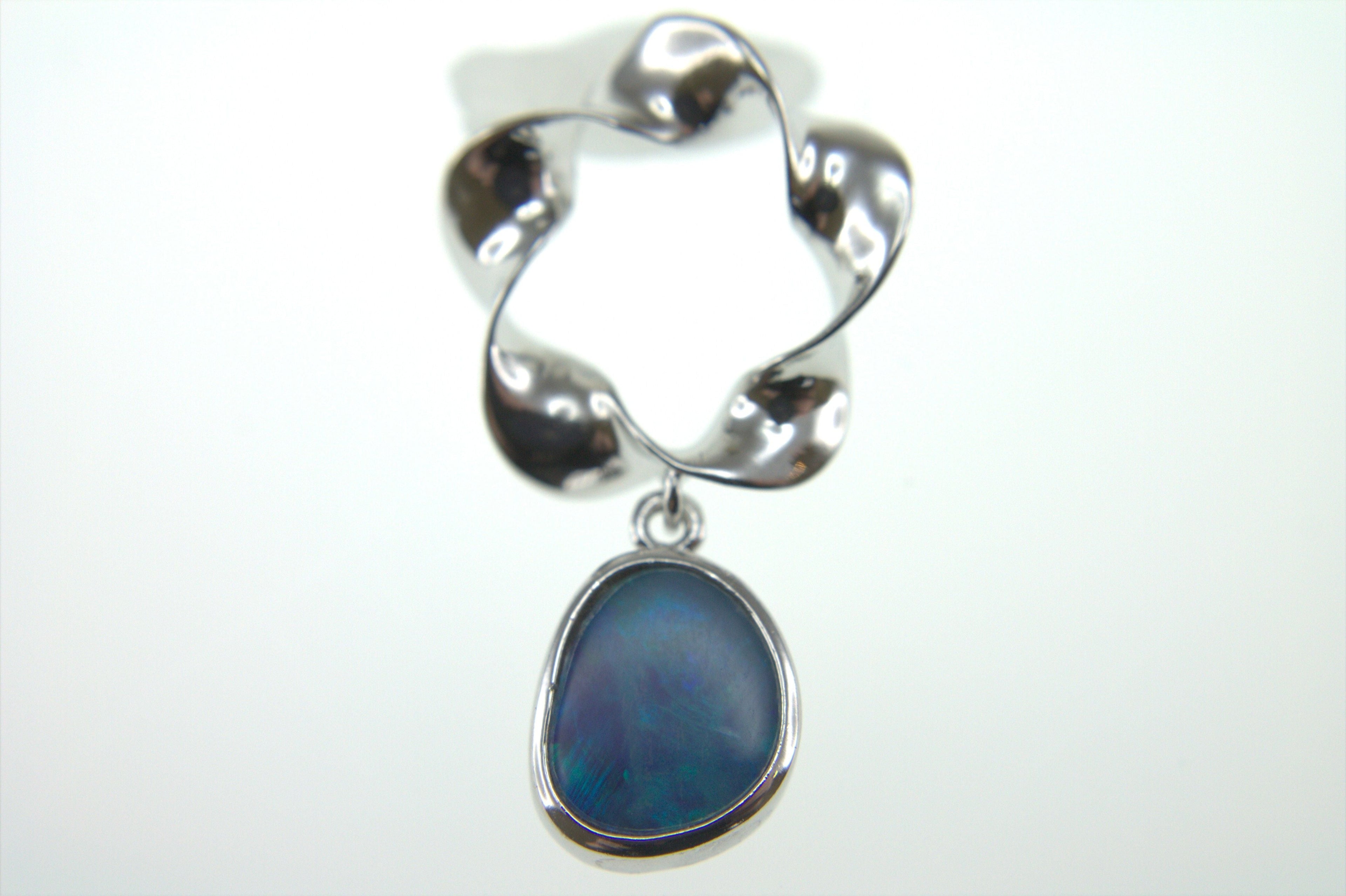 Pearlz Ocean Blue Boulder Opal Flower Pendant Necklace