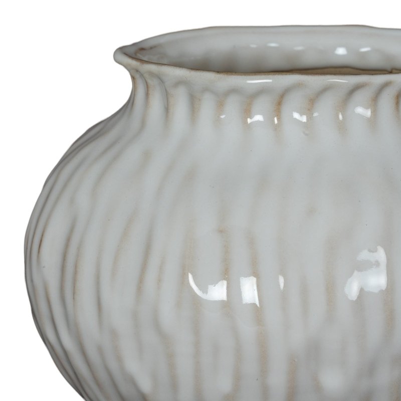 Numa Squat Vase - Green Ceramic Decorative Vase - Vases - British D'sire