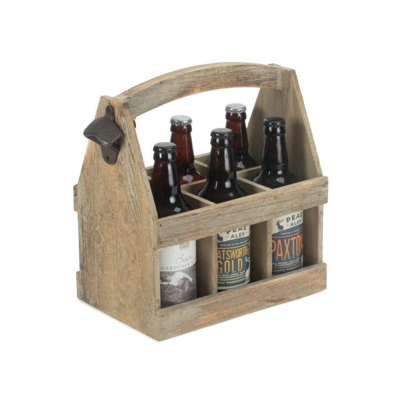 Oak Effect Wooden Carrier - Drinks Baskets - British D'sire