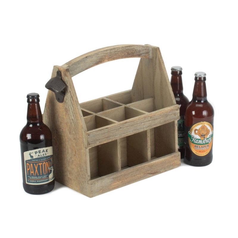 Oak Effect Wooden Carrier - Drinks Baskets - British D'sire
