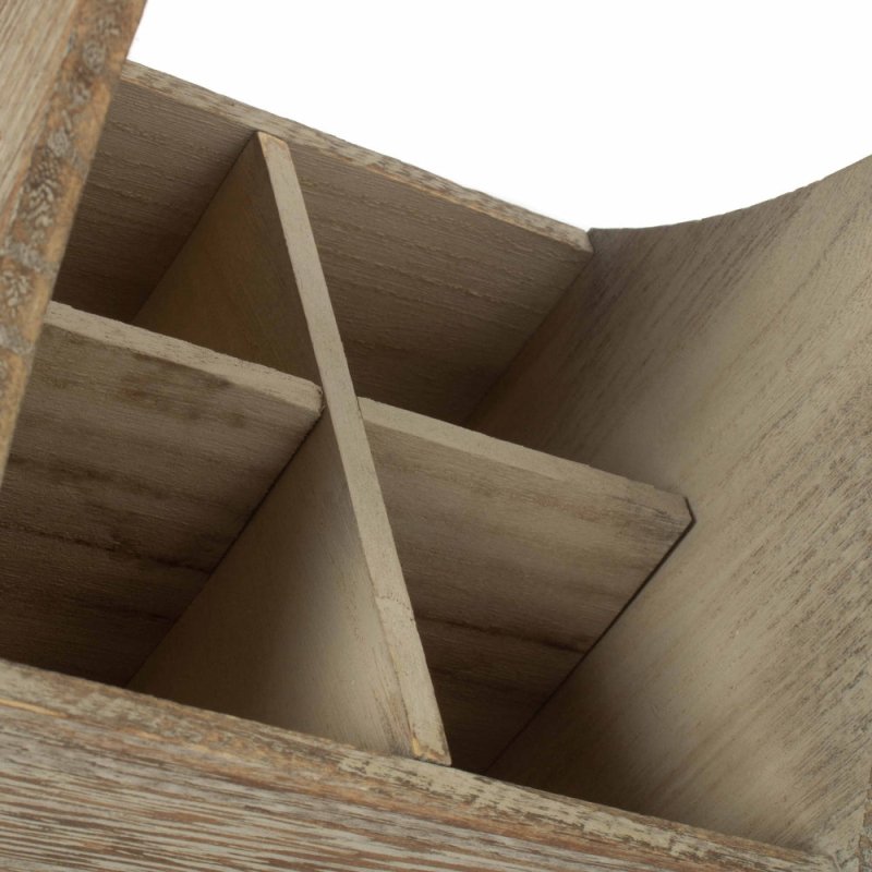 Oak Effect Wooden Square 4 Section Cutlery Holder - Picnic Accessories - British D'sire