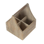 Oak Effect Wooden Square 4 Section Cutlery Holder - Picnic Accessories - British D'sire