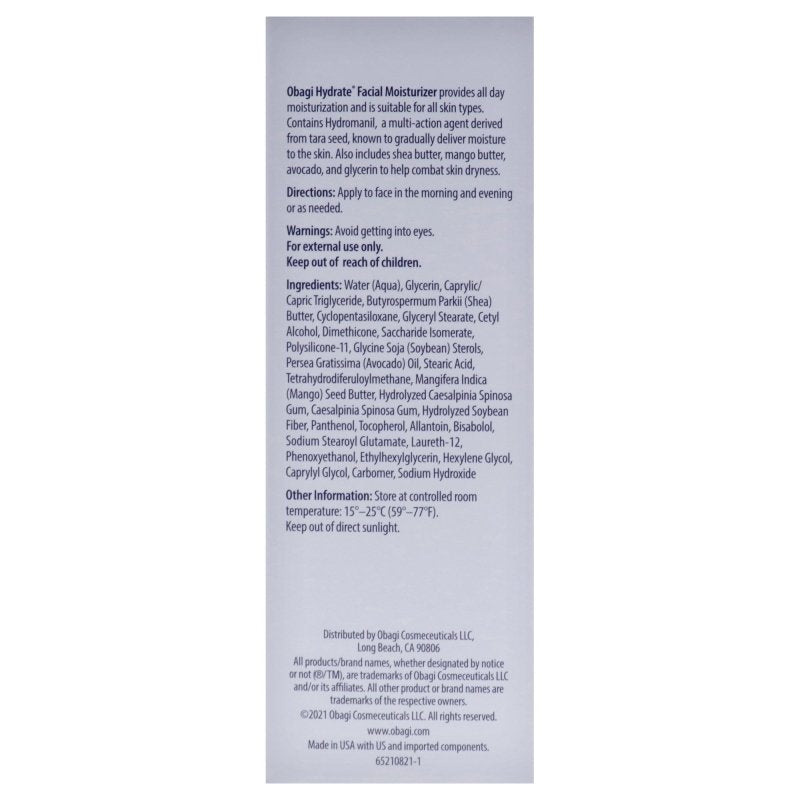 Obagi Hydrate Facial Moisturizer by Obagi for Women - 1.7 oz Moisturizer - Moisturizer - British D'sire