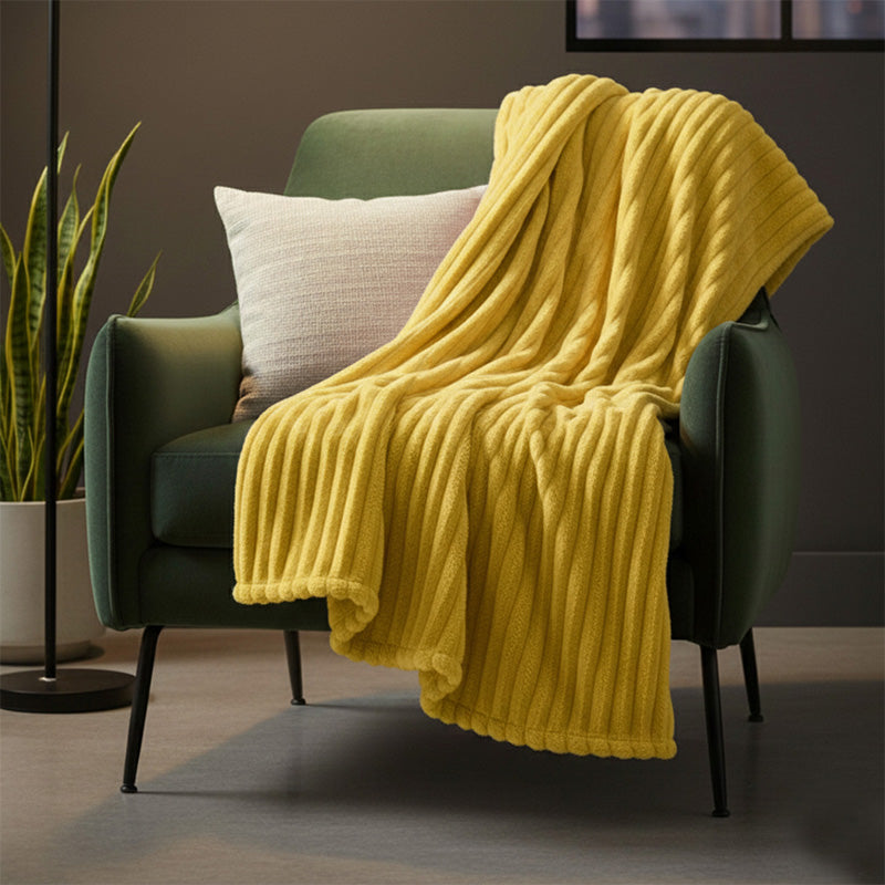 Chunky Ribbed Mink Throw Ultra Soft Warm Elegant Blanket for Sofa Or Bed - 200 x 240cm - Silver
