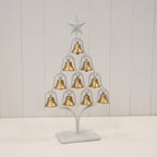 Off White Christmas Tree with Brushed Gold Bells 38cm - Christmas Decor - British D'sire