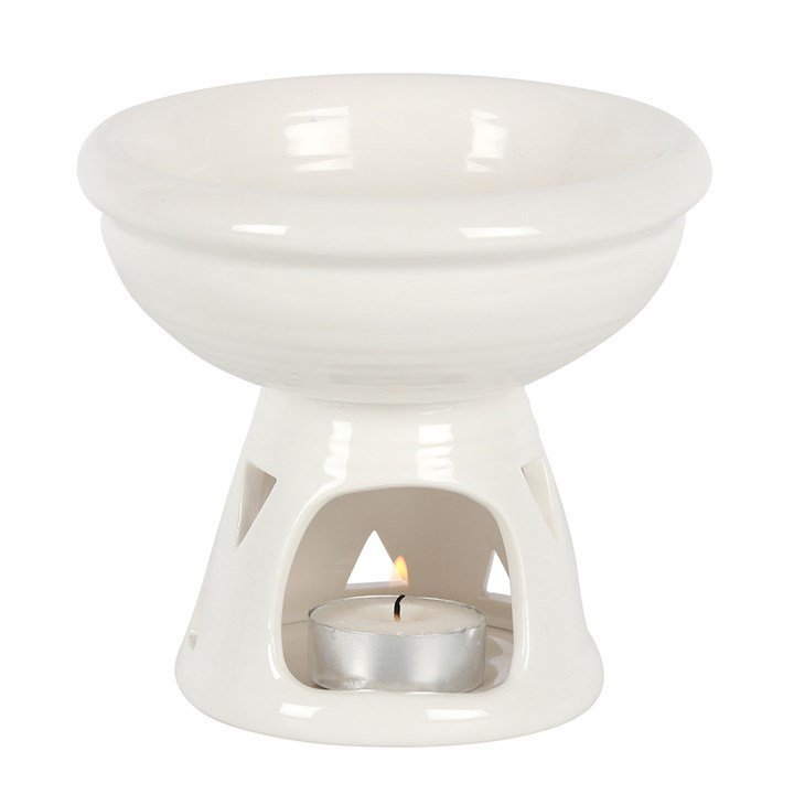 Off White Deep Bowl Oil Burner and Wax Warmer - British D'sire