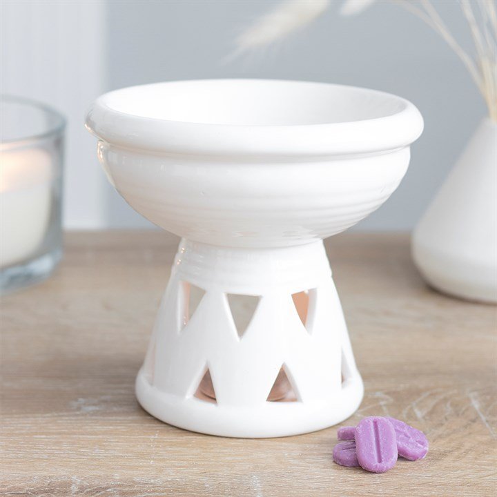Off White Deep Bowl Oil Burner and Wax Warmer - British D'sire