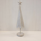 Off White Metal Tree with Brushed Gold Stars 57cm - Christmas Decor - British D'sire