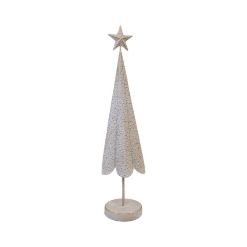 Off White Metal Tree with Brushed Gold Stars 57cm - Christmas Decor - British D'sire