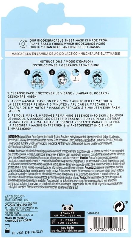 Oh K! Lactic Acid Sheet Mask - Sheet Mask - British D'sire