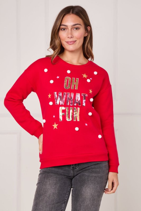 Oh What Fun Sequin Sweatshirt - Jumper - British D'sire