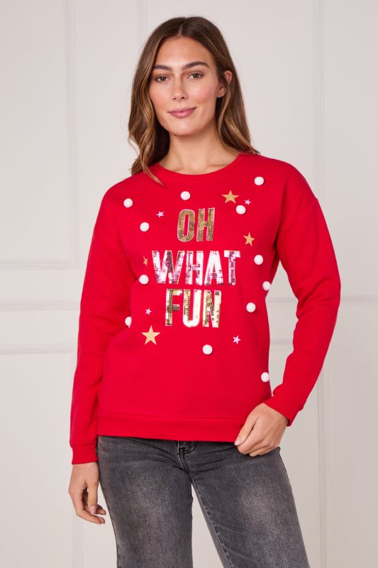 Oh What Fun Sequin Sweatshirt - Jumper - British D'sire