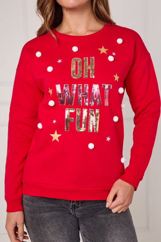Oh What Fun Sequin Sweatshirt - Jumper - British D'sire