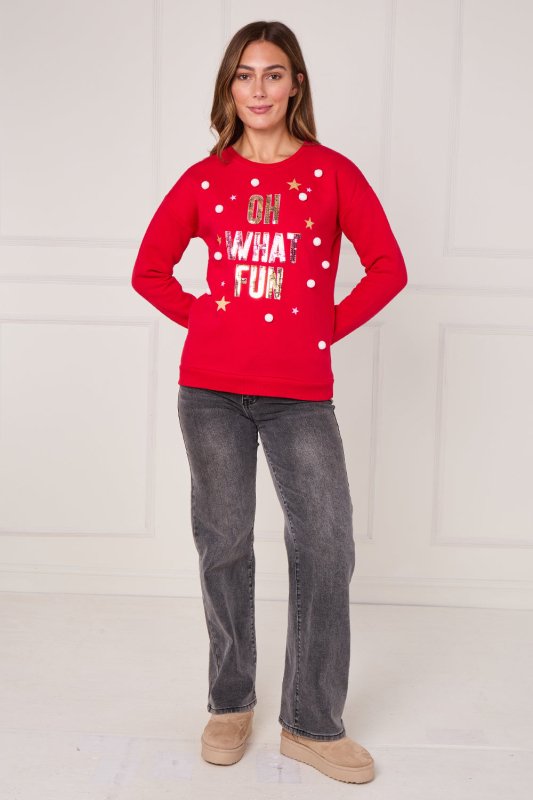 Oh What Fun Sequin Sweatshirt - Jumper - British D'sire