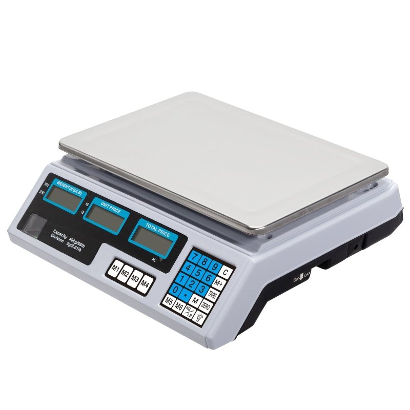 【Old code:42353336】ACS-30 40kg/5g Digital Price Computing Scale for Vegetable UK Plug Silver & White - British D'sire