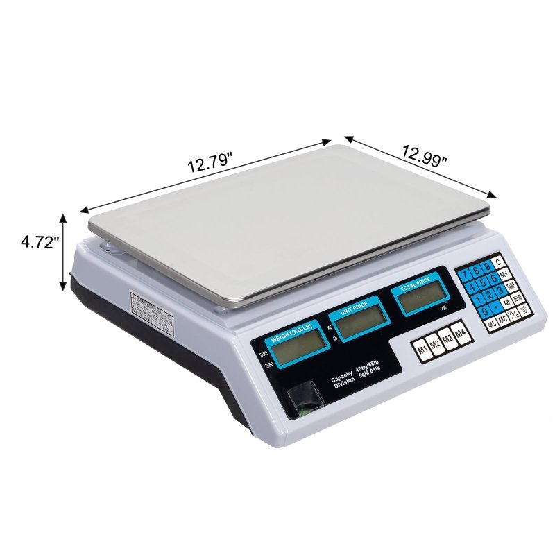【Old code:42353336】ACS-30 40kg/5g Digital Price Computing Scale for Vegetable UK Plug Silver & White - British D'sire