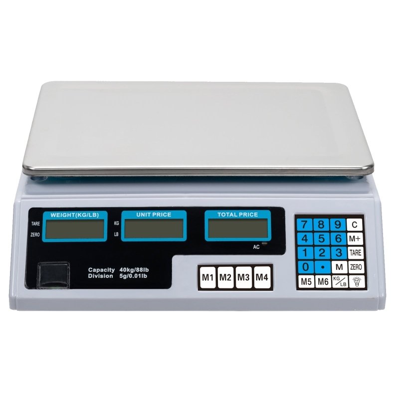 【Old code:42353336】ACS-30 40kg/5g Digital Price Computing Scale for Vegetable UK Plug Silver & White - British D'sire