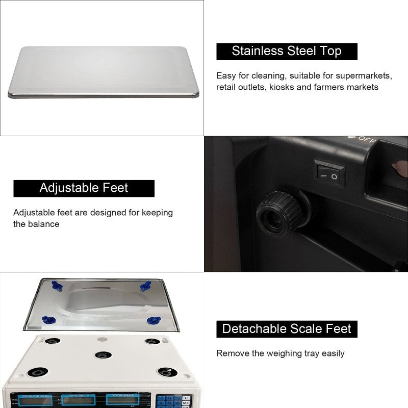 【Old code:42353336】ACS-30 40kg/5g Digital Price Computing Scale for Vegetable UK Plug Silver & White - British D'sire