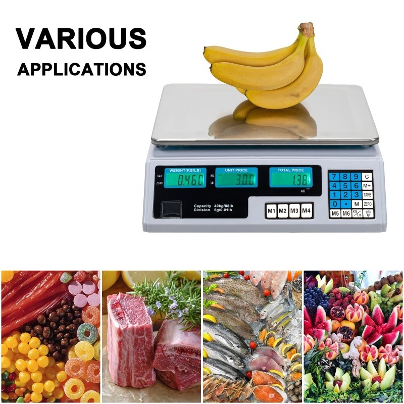 【Old code:42353336】ACS-30 40kg/5g Digital Price Computing Scale for Vegetable UK Plug Silver & White - British D'sire
