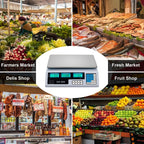【Old code:42353336】ACS-30 40kg/5g Digital Price Computing Scale for Vegetable UK Plug Silver & White - British D'sire