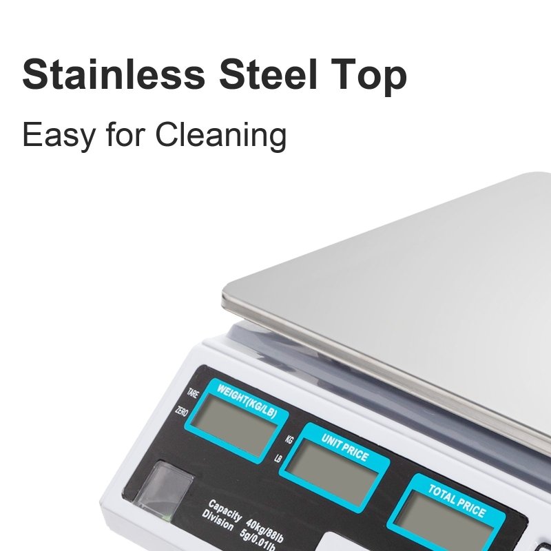 【Old code:42353336】ACS-30 40kg/5g Digital Price Computing Scale for Vegetable UK Plug Silver & White - British D'sire