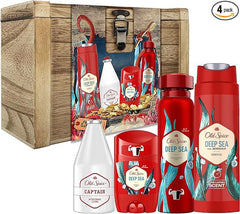 Old Spice Treasure Chest Gift Box, Father’s Day Gifts for Men, Deep Sea Deodorant Stick 50ml, Deodorant Spray 150ml, Shower Gel 250ml and Captain Aftershave 100ml - British D'sire