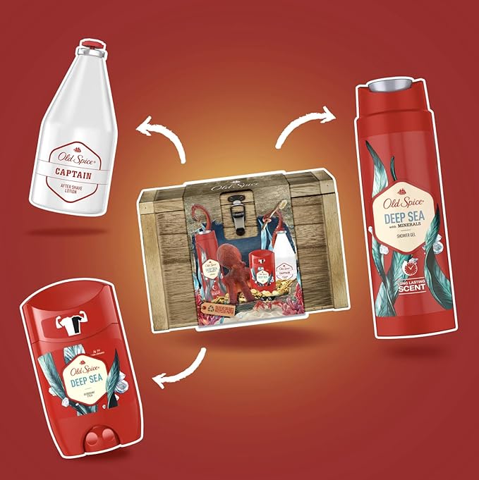 Old Spice Treasure Chest Gift Box, Old Spice Captain After Shave Lotion, Deodorant Stick, Shower Gel Secondary image