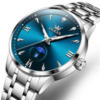 OLEVS 3646 Men Multifunctional Moon Phase Stone Waterproof Quartz Watch(Blue) - British D'sire