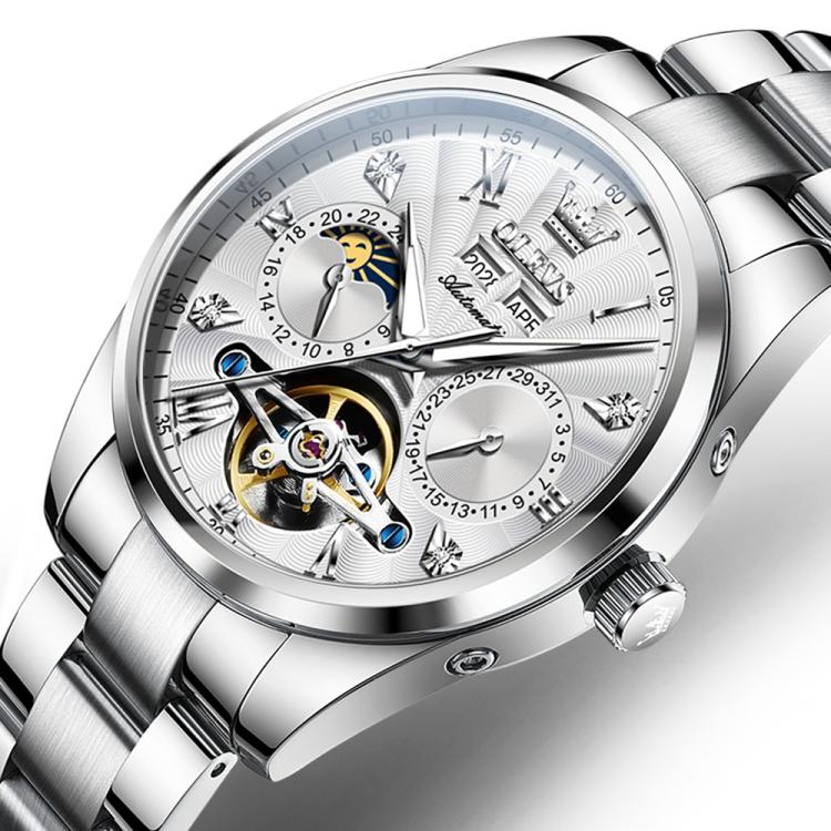 OLEVS 7028 Men Multifunctional Luminous Waterproof Mechanical Watch(White) - British D'sire