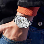OLEVS 7028 Men Multifunctional Luminous Waterproof Mechanical Watch(White) - British D'sire