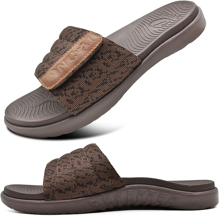 ONCAI Mens Slide Sandals Open Toe Athletic Adjustable Straps Orthotic Plantar Fasciitis Sport Sandals with Soft Cushion Arch Support Footbed Size 6.5 14 British D sire
