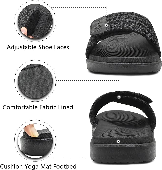 ONCAI Mens Slide Sandals Open Toe Athletic Adjustable Straps Orthotic Plantar Fasciitis Sport Sandals with Size 6.5-14 Secondary image