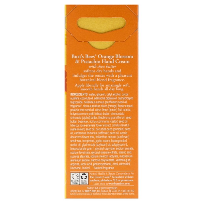Orange Blossom and Pistachio Hand Cream by Burts Bees for Unisex - 1 oz Hand Cream - Hand Cream - British D'sire
