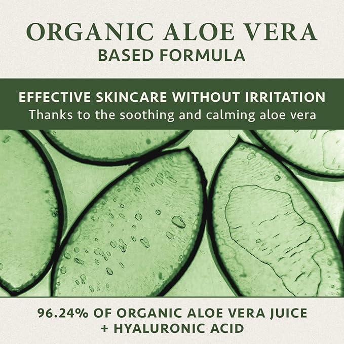 Organic Aloe Vera Gel with Hyaluronic Acid - 200ml for Hydrated Glowing Skin and Sleek Hair Styles - A Clean Natural Look with Vegan Skincare by Satin Naturel - British D'sire