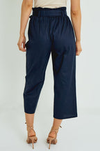 Organic Cotton Paper Bag Waist Trousers – Navy - Trouser - British D'sire