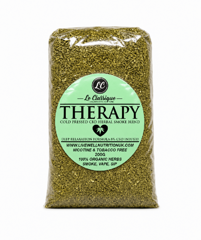 Organic Herbal Smoke Mix (THERAPY) . Peaceful Serenity. 100% Nicotine Free. 100% Mixed Herbs. 200 grams - British D'sire