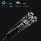 Original Xiaomi ENCHEN Water Proof Triple Rotary Double Ring Blade Shaving Head Electric Rechargeable Shaver For Men(Silver) - British D'sire