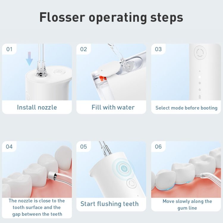 Original Xiaomi Mijia F300 Electric Pulse Oral Irrigator Tooth Cleaner, Capacity : 240mL (White) - British D'sire