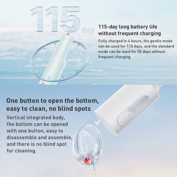 Original Xiaomi Mijia F300 Electric Pulse Oral Irrigator Tooth Cleaner, Capacity : 240mL (White) - British D'sire