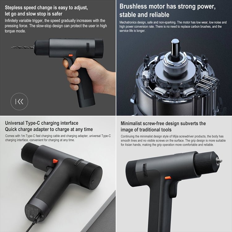 Original Xiaomi Mijia Household Brushless Smart Screen Display Electric Drill, US Plug - British D'sire