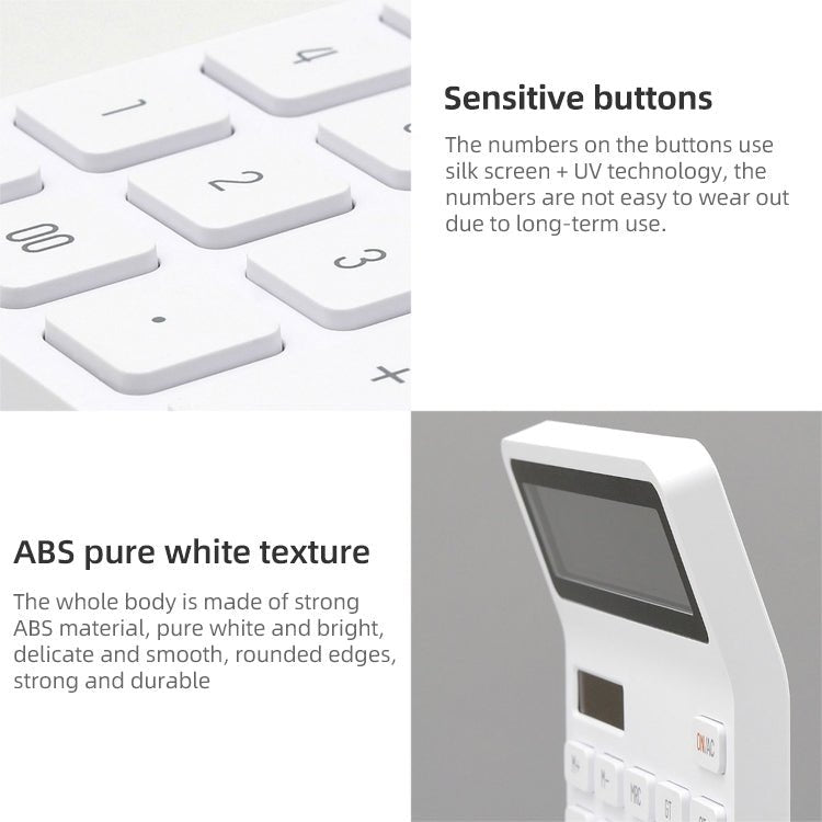 Original Xiaomi Youpin LEMO Rice Calculator 12 - bit LED Display ABS Material 6 Degree Angle(White) - British D'sire