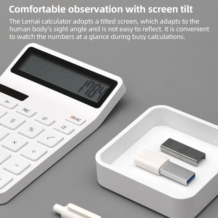 Original Xiaomi Youpin LEMO Rice Calculator 12 - bit LED Display ABS Material 6 Degree Angle(White) - British D'sire
