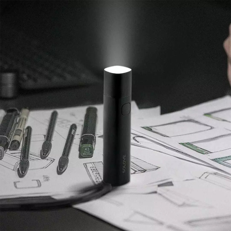 Original Xiaomi Youpin SOLOVE LED Flashlight 3000mAh USB Multi - function Portable Lighting(Black) - British D'sire