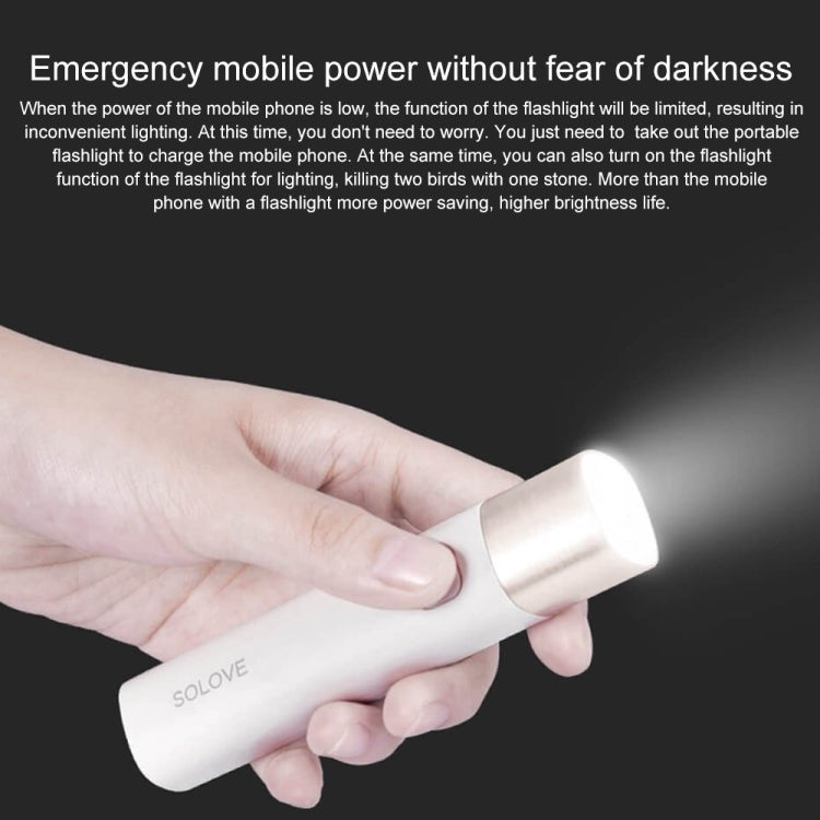 Original Xiaomi Youpin SOLOVE LED Flashlight 3000mAh USB Multi - function Portable Lighting(Black) - British D'sire
