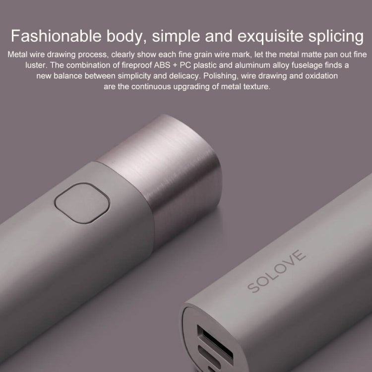 Original Xiaomi Youpin SOLOVE LED Flashlight 3000mAh USB Multi - function Portable Lighting(Black) - British D'sire