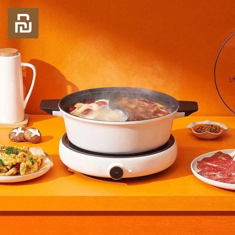 Original Xiaomi Zhiwu Soup Pot Household 4L Non - stick Food Stockpot Aluminum Alloy Electric Hot Pot(White) - British D'sire