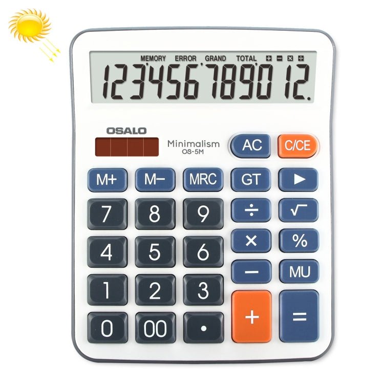 OSALO OS - 5M 12 Digits Desktop Calculator Solar Energy Dual Power Calculator - British D'sire Main image