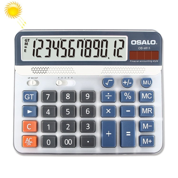 OSALO OS - 6815 12 Digits Desktop Calculator Solar Energy Dual Power Calculator - British D'sire Main image